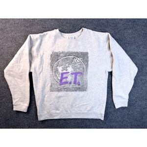 Vintage E.T. Movie Graphic Sweatshirt Mens Large Gray Delta Fleece Crewneck Y2K